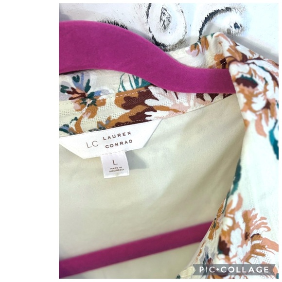 LC LAUREN CONRAD FLORAL PRINT PUFF SLEEVE MINI SHIRT DRESS - Picture 4 of 5